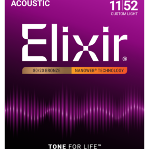 Elixir 80/20 Bronze Acoustic Guitar Strings NANOWEB Custom Light