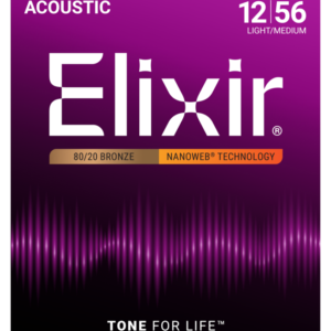 Elixir 80/20 Bronze Acoustic Guitar Strings NANOWEB Light Medium