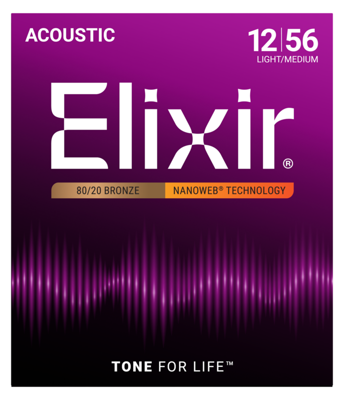 Elixir 80/20 Bronze Acoustic Guitar Strings NANOWEB Light Medium