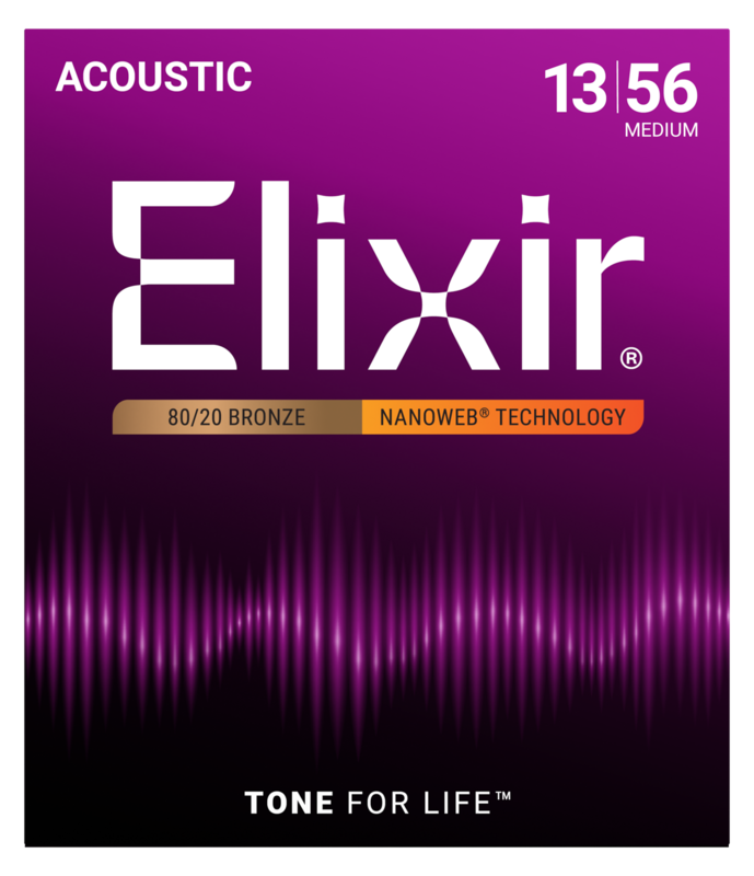 Elixir 80/20 Bronze Acoustic Guitar Strings NANOWEB Medium