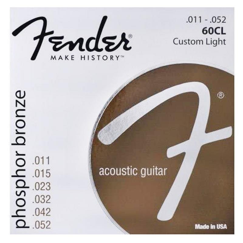 Fender 60CL Phosphor Bronze Acoustic Guitar Strings Custom Light