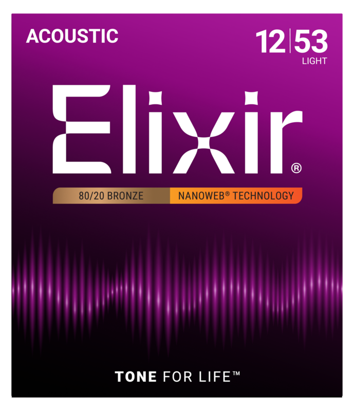 Elixir 80/20 Bronze Acoustic Guitar Strings NANOWEB Light