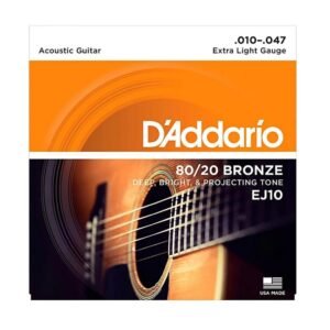 D'Addario EJ10 Extra Light 80/20 Bronze Acoustic Guitar String Set 10-47