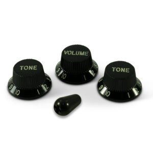WD Stratocaster Replacement Knob Set with Switch Tip Black