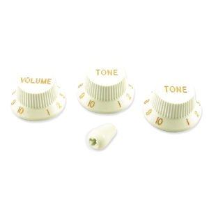 WD Stratocaster Replacement Knob Set with Switch Tip White