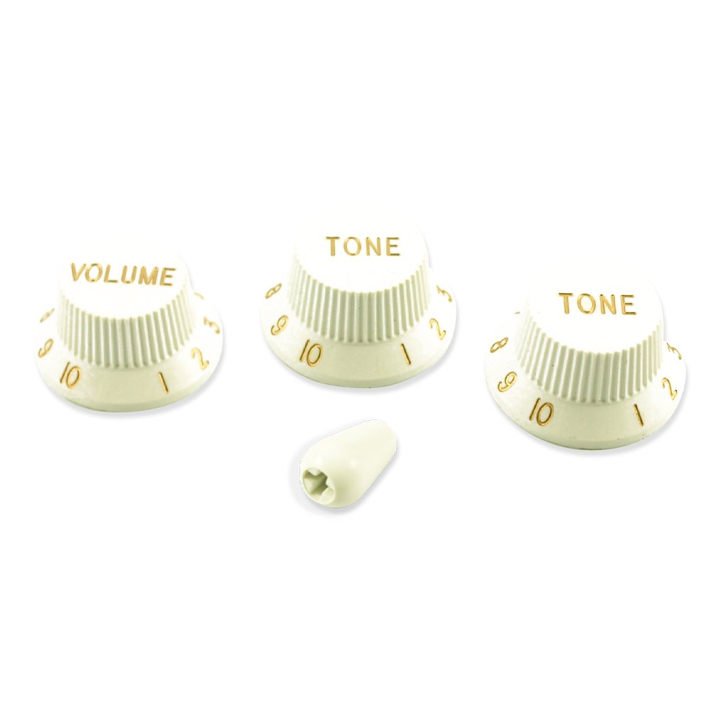 WD Stratocaster Replacement Knob Set with Switch Tip White