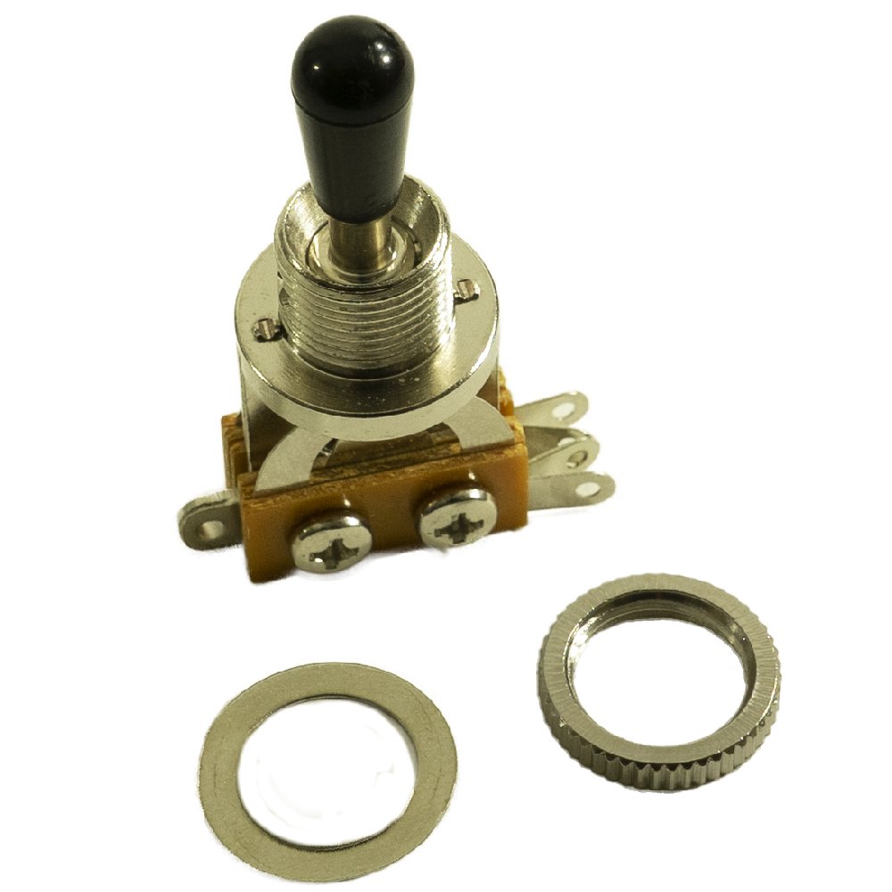 WD 3 Position Toggle Switch for 2 Pickup Les Paul Chrome with Black Tip