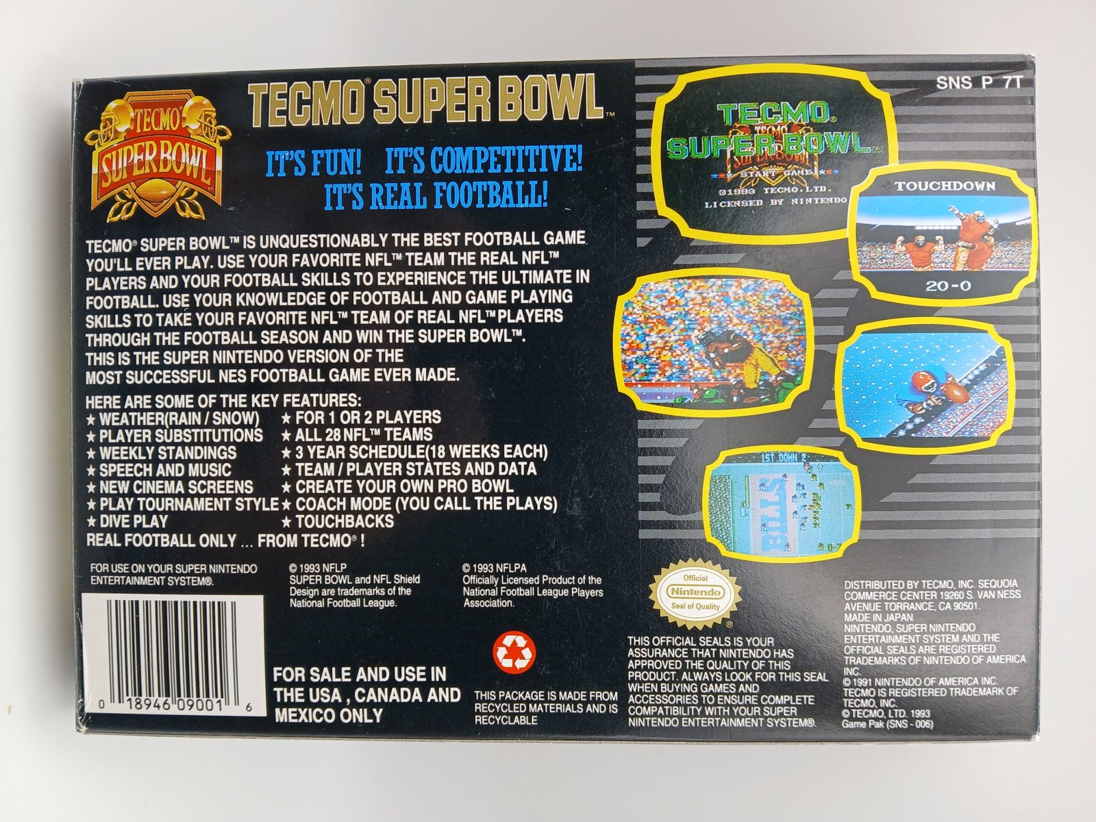 Tecmo Super Bowl Super Nintendo SNES Complete in Box - Image 2