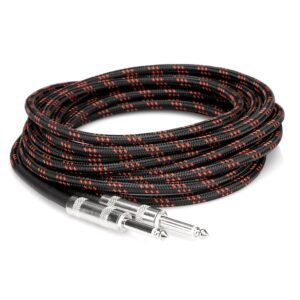 Hosa 3GT-18C5 18FT Cloth Guitar Cable Black/Red Straight-Straight