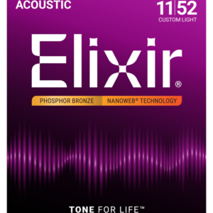 Elixir NANOWEB Custom Light Phosphor Bronze Acoustic Guitar Strings 11-52
