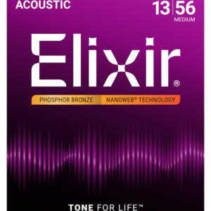 Elixir NANOWEB Phosphor Bronze Acoustic Guitar Strings Medium 13-56