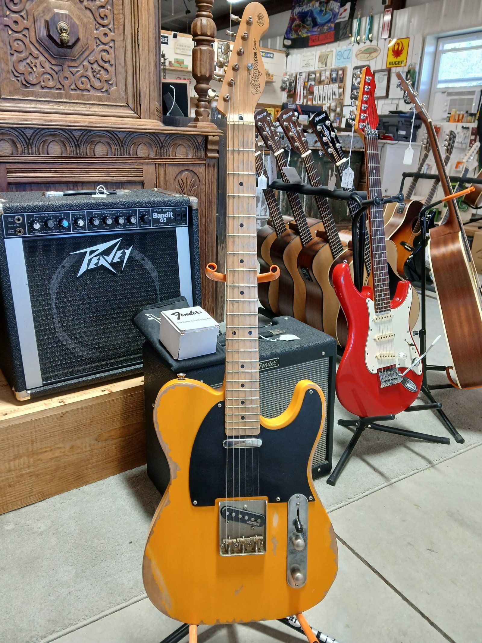 USED Vintage V52MR-BS Icon Series Distressed Butterscotch Tele Style Electric Guitar