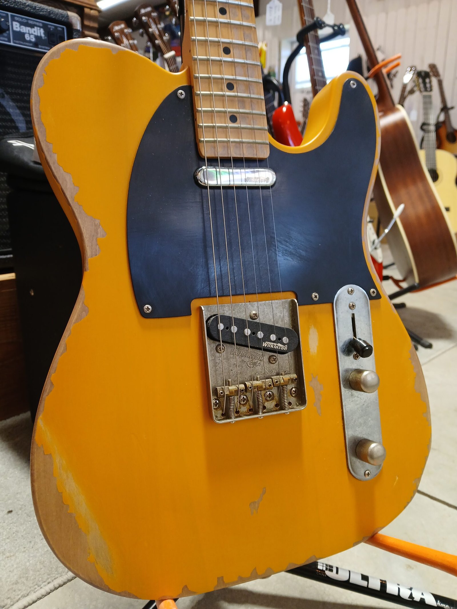 USED Vintage V52MR-BS Icon Series Distressed Butterscotch Tele Style Electric Guitar - Image 2