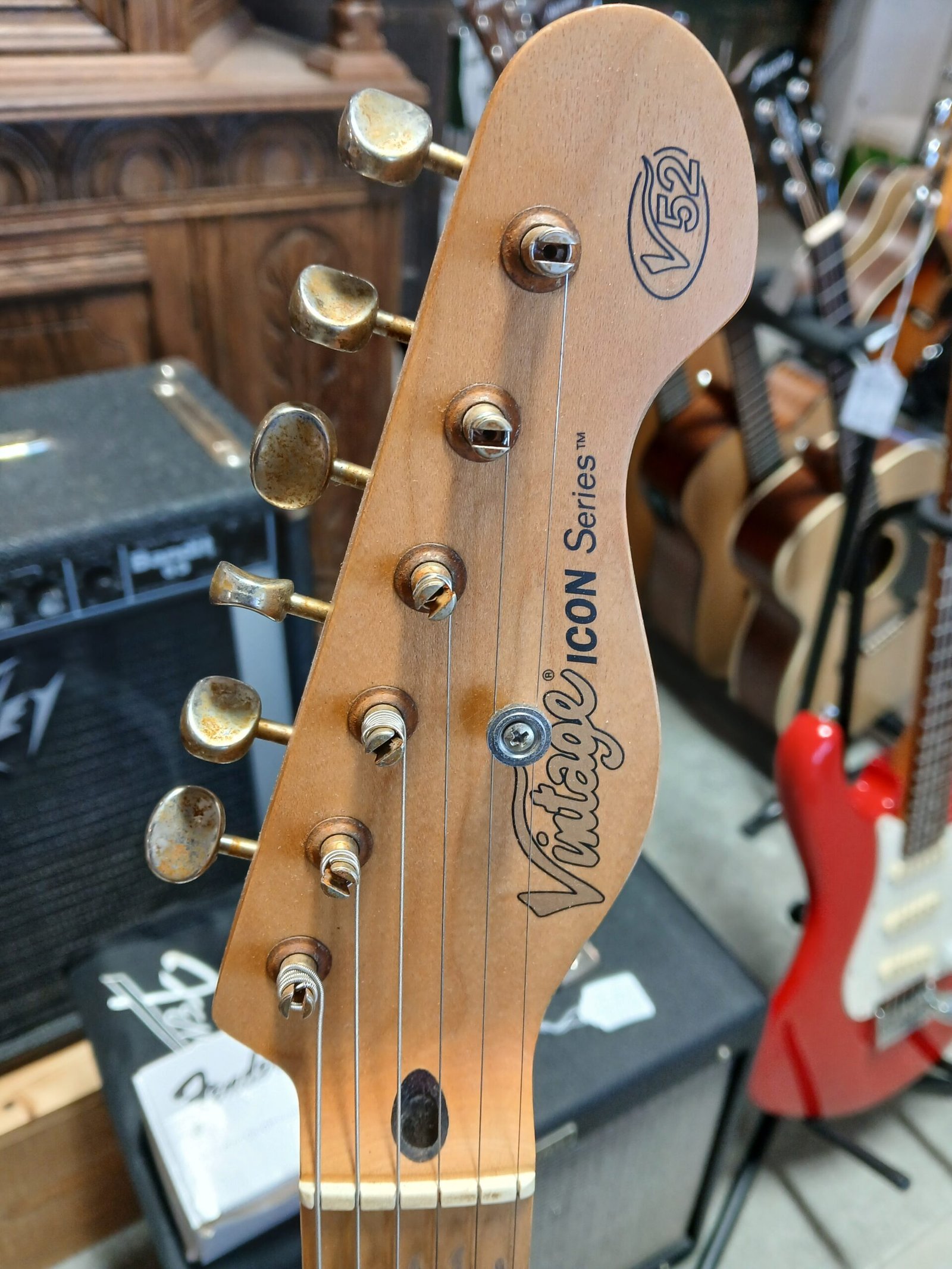 USED Vintage V52MR-BS Icon Series Distressed Butterscotch Tele Style Electric Guitar - Image 6